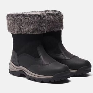 Timberland Women's Waterproof Winter Boots Faux Fur Pull On Black Size 6.5